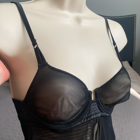La perla Black Mesh Babydoll. no panty. - Picture 5 of 7